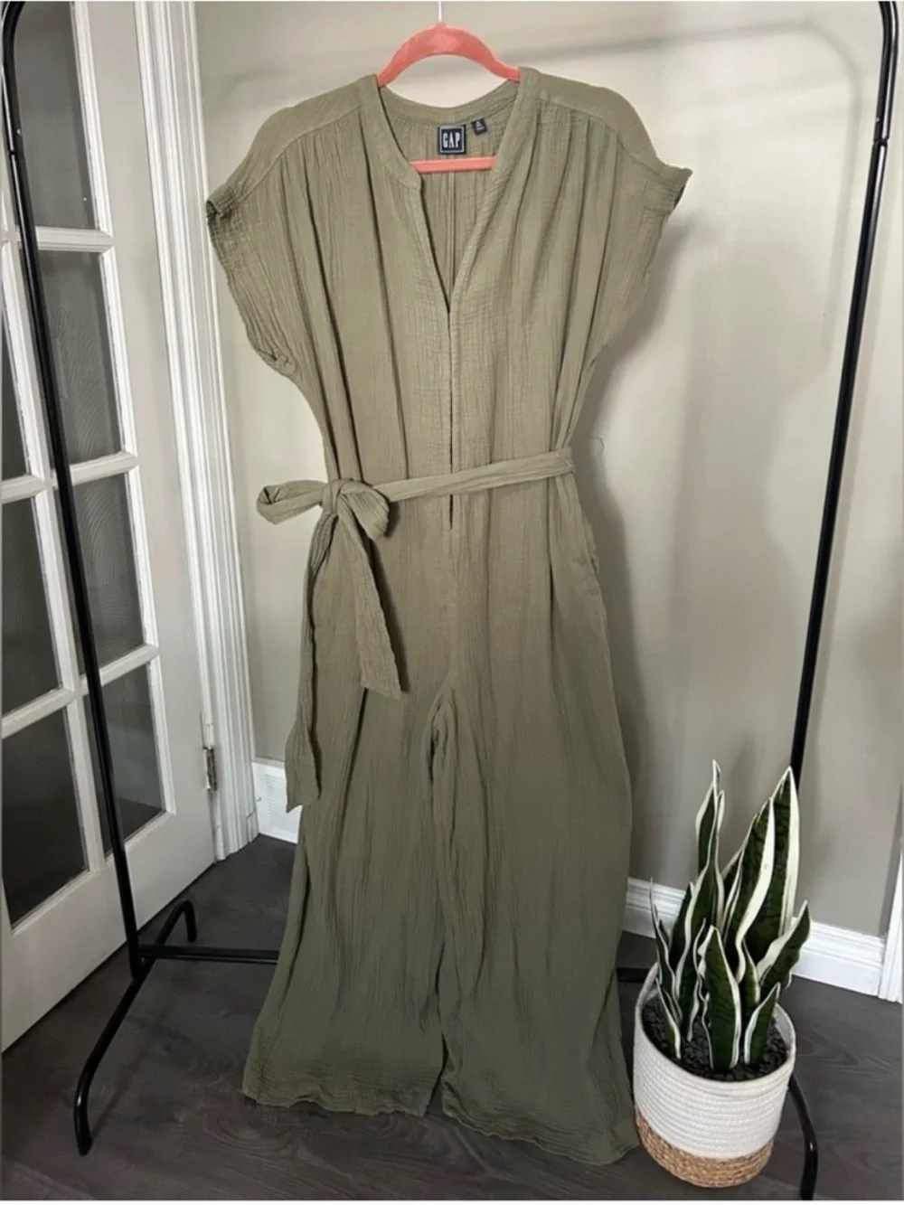 Gap Green Gauze Belted Jumpsuit (14 Tall) - Picture 2 of 7